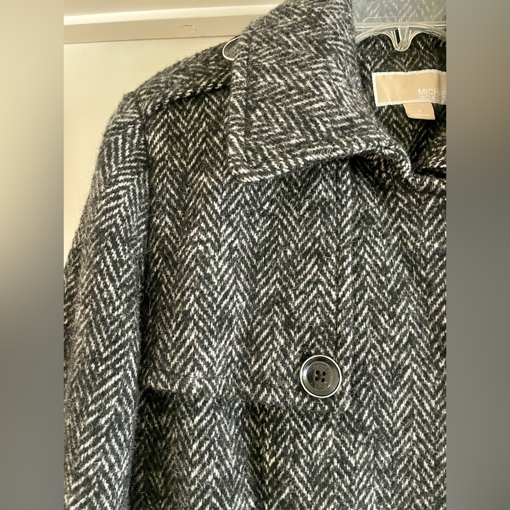 MICHAEL by Michael Kors Herringbone Double Breasted Trench Coat - Picture 3 of 10